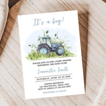 Blue Tractor Baby Shower