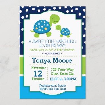 Blue Turtle Baby Shower Invitation (Boy)