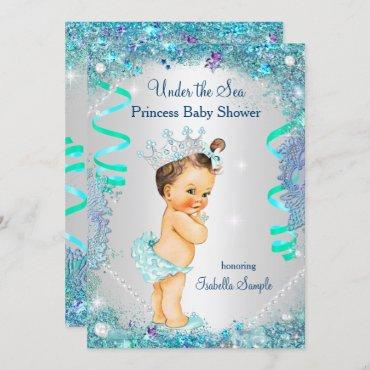 Blue Under The Sea Princess Baby Shower Brunette