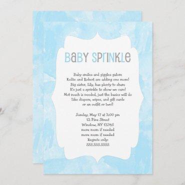Blue Watercolor Baby Sprinkle / boy baby shower Invitation