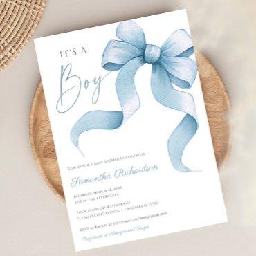 Blue watercolor bow It's a boy