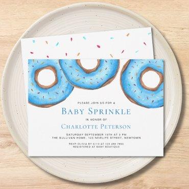 Blue Watercolor Donuts Boy's Baby Sprinkle Shower