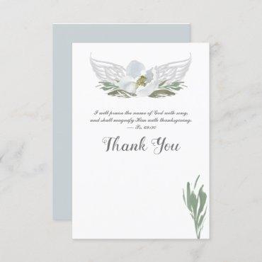 Blue Watercolor Florals Angel Wings Thank You