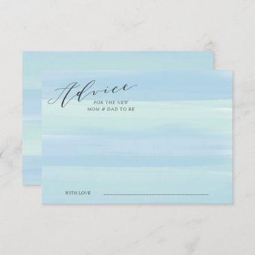 Blue Watercolor Stripes Advice Card Baby Shower