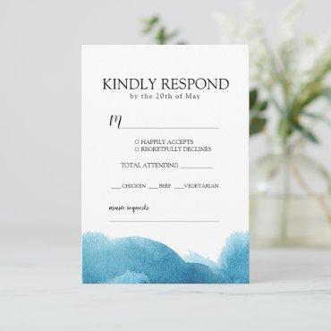 Blue Watercolor wash  RSVP with envelope