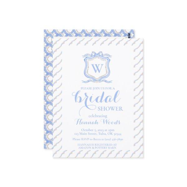 Blue Wedgwood Monogram Crest Grandmillenial Postcard