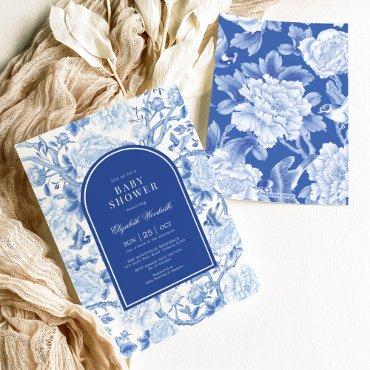 Blue White Chinoiserie Birds Flowers