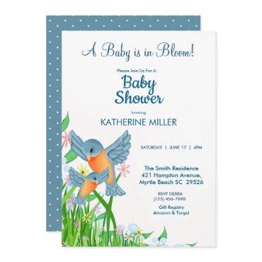 Bluebirds Wildflowers Baby Shower
