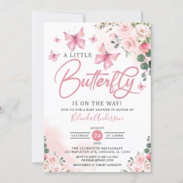 Blush A Little Butterfly is on The Way Baby Shower Invitation