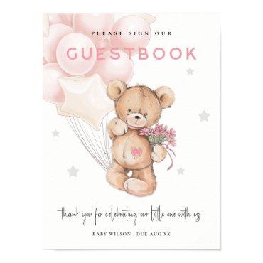 Blush Bear Balloon Guestbook Sign Baby Shower