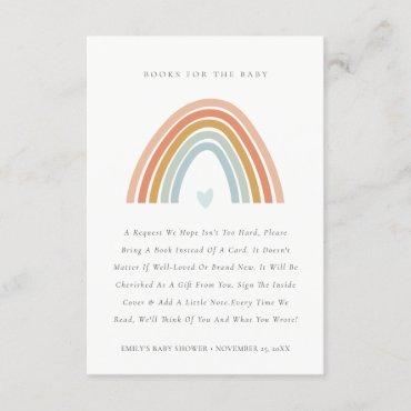 Blush Blue Heart Rainbow Books For Baby Shower Enclosure Card