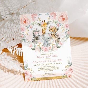 Blush Floral Jungle Safari Animals