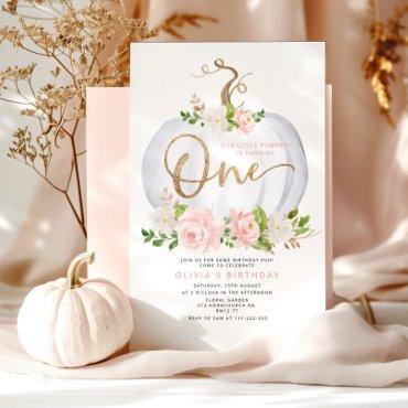 Blush floral Little pumpkin first birthday