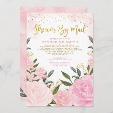 Blush Gold Watercolor Floral Baby Shower By Mail