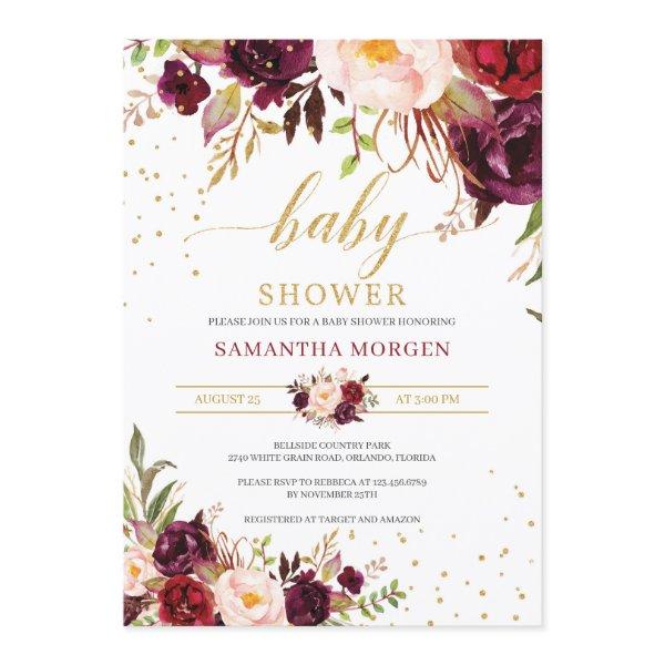 Blush marsala pink floral gold boho