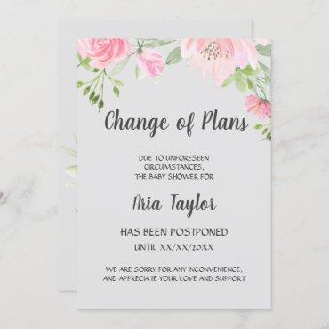Blush Peonies Change of Plans Shower Announcement