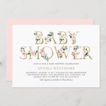 Blush Pink and Gold Foil Floral Girl