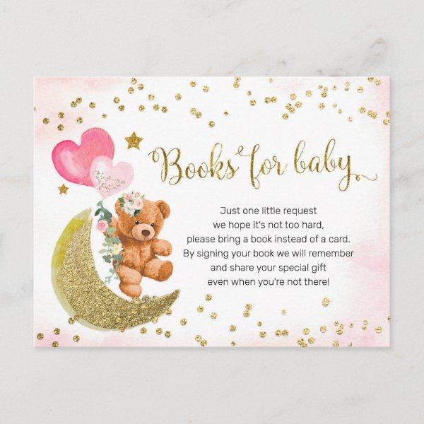 Blush Pink and Gold Teddy Bear Books for Baby  Postcard