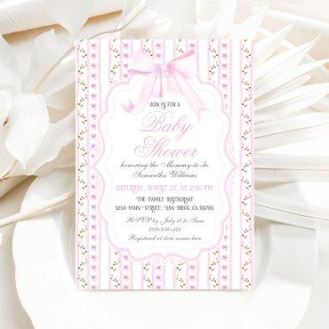 Blush Pink Bows Floral Elegant Girl