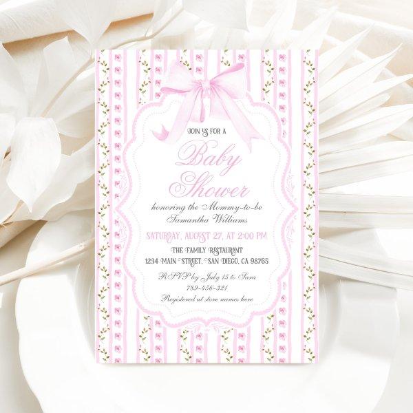 Blush Pink Bows Floral Elegant Girl