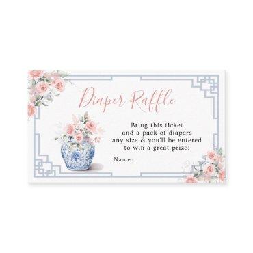 Blush Pink Chinoiserie Ginger Jar Diaper Raffle Enclosure Card
