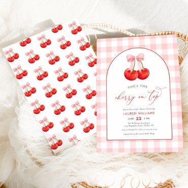 Blush Pink Coquette Cherry on Top Baby Girl Shower