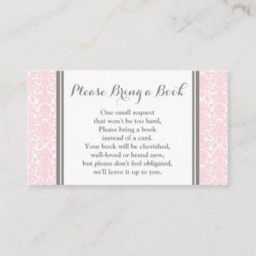 Blush Pink Damask Baby Shower Book Request Card