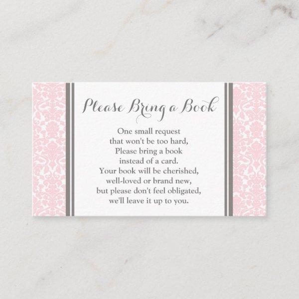 Blush Pink Damask Baby Shower Book Request Card