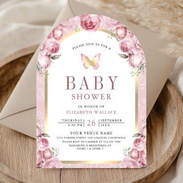 Blush Pink Floral Arch Butterfly
