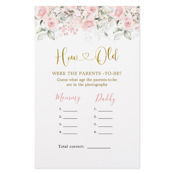 Blush Pink Floral Baby Shower How Old Parents