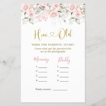 Blush Pink Floral Baby Shower How Old Parents