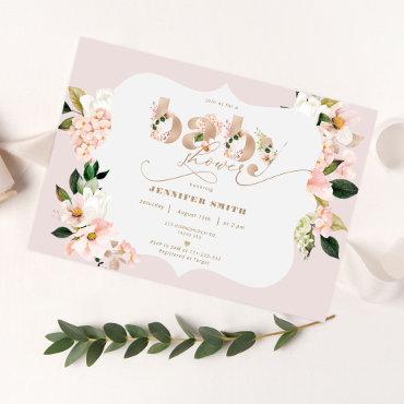 Blush pink floral elegant baby girl shower