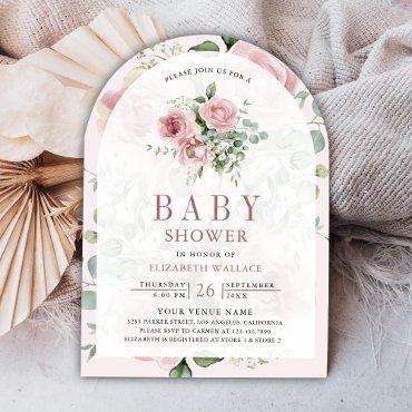 Blush Pink Floral Eucalyptus QR Code