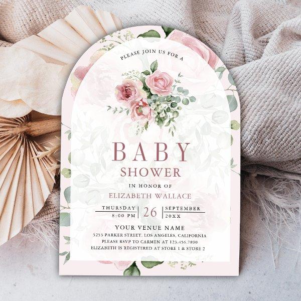 Blush Pink Floral Eucalyptus QR Code
