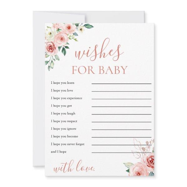 Blush Pink Floral Wishes for Baby Shower Card