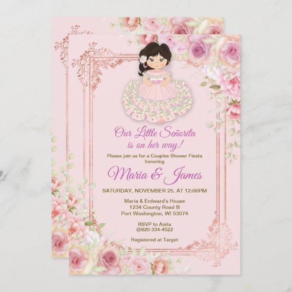Blush Pink Flowers Mexican Fiesta Couples shower