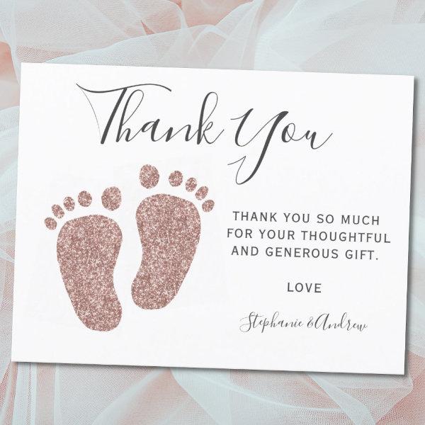 Blush Pink Glitter Feet Baby Shower Thank You  Postcard