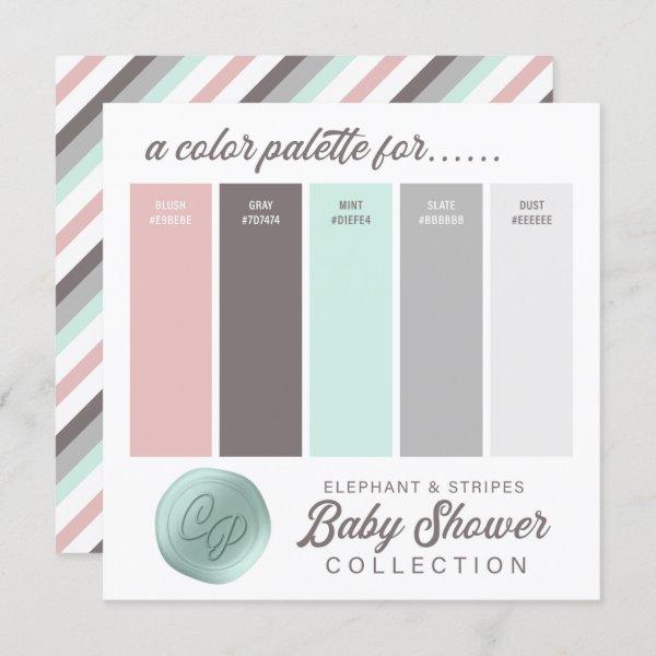Blush Pink & Mint Baby Shower Color Palette Card