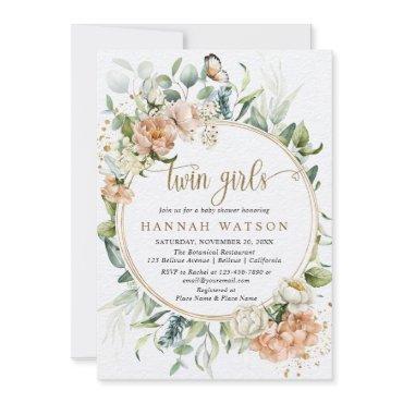 Blush Pink Rose Eucalyptus Twin Girls