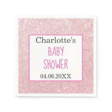 Blush Pink Rose Gold Glitter Sparkle Baby Shower Napkins