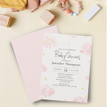 Blush Pink Watercolor Clouds Girl