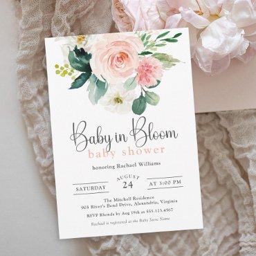Blush Pink Watercolor Floral Baby in Bloom Shower