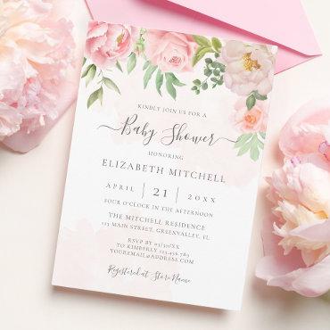 Blush Pink Watercolor Floral Peony