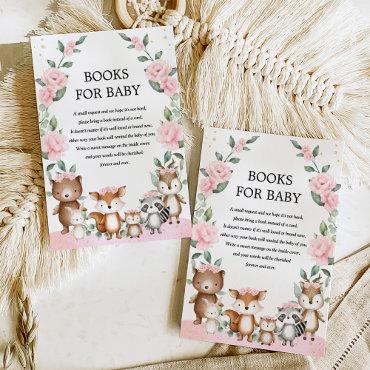 Blush Pink Woodland Animal Books for Baby Girl Enclosure Card