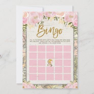 Blush Vintage Travel Bingo Baby Shower Game Card