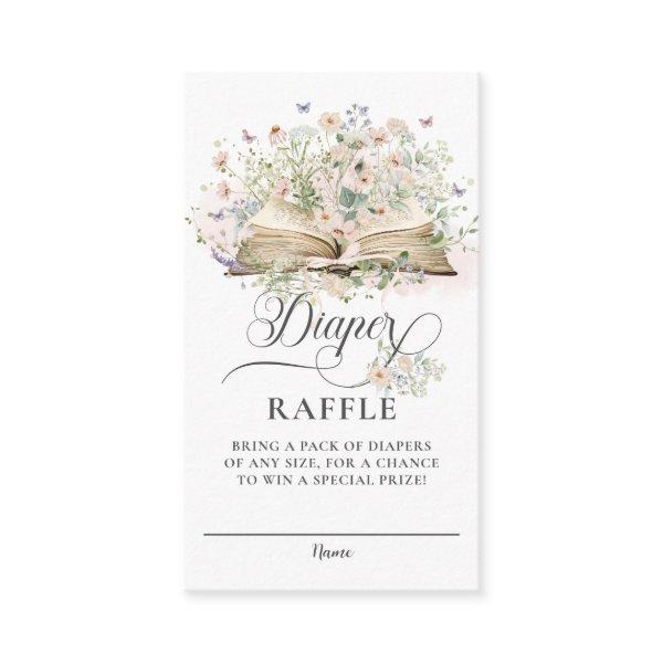 Blush Wildflower New Chapter Books Diaper Raffle Enclosure Card