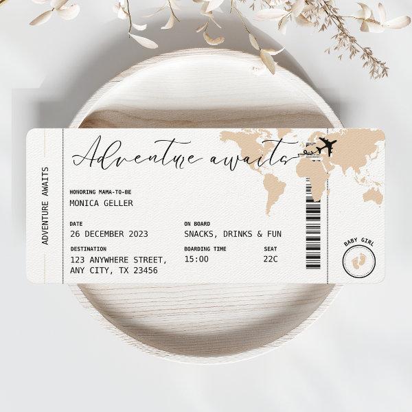 Boarding pass Adventure Awaits Beige