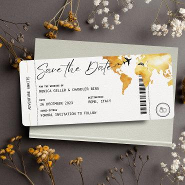 Boarding Pass Travel Save the Date Wedding Invitat