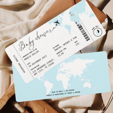 Boarding Pass Travel Theme Boy Baby Shower Blue