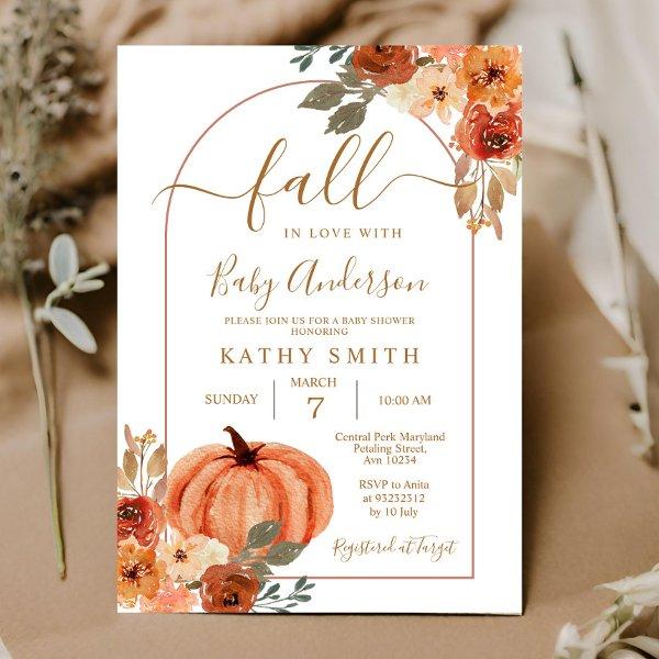 Boho Arch Fall In love Baby Shower Rustic Floral